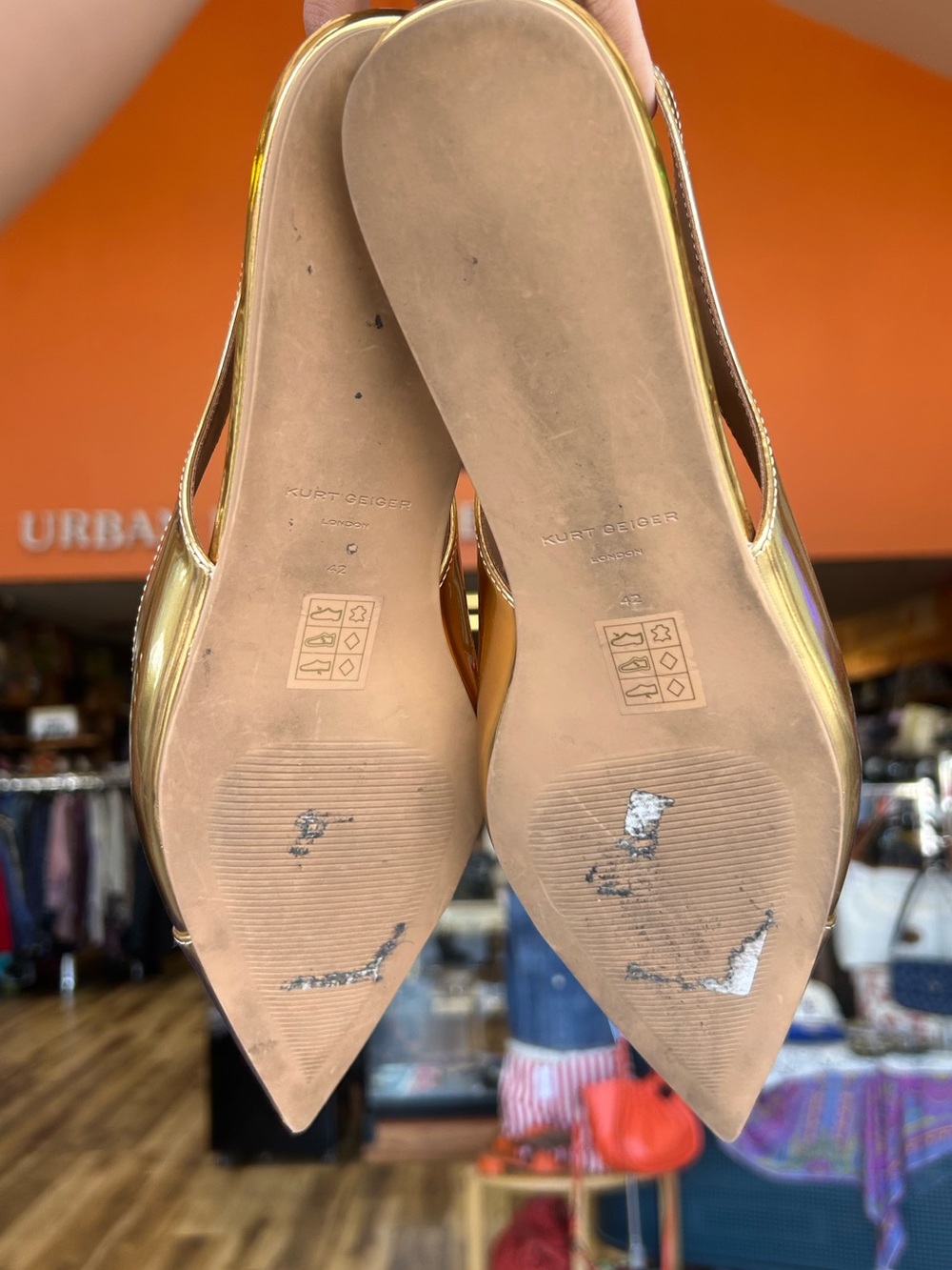Kurt Geiger The Belgravia Slingback Flat in Gold Patent Leather - Picture 4 of 9